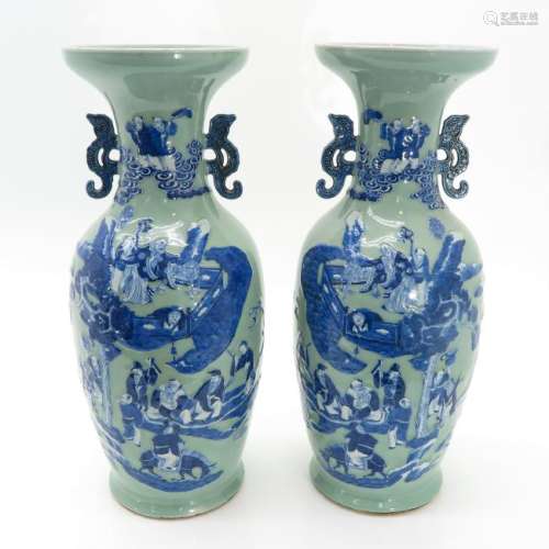 A Pair of Celadon Vases