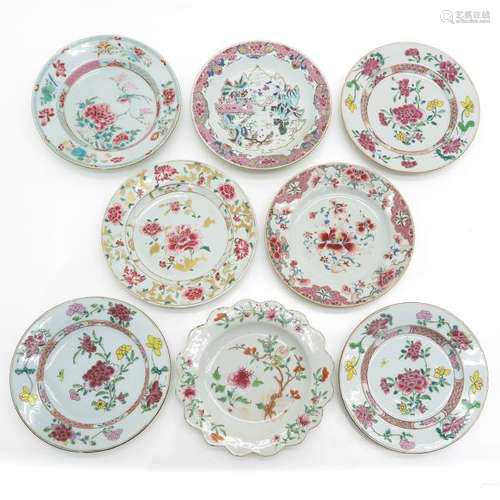 A Collection of 8 Famille Rose Plates