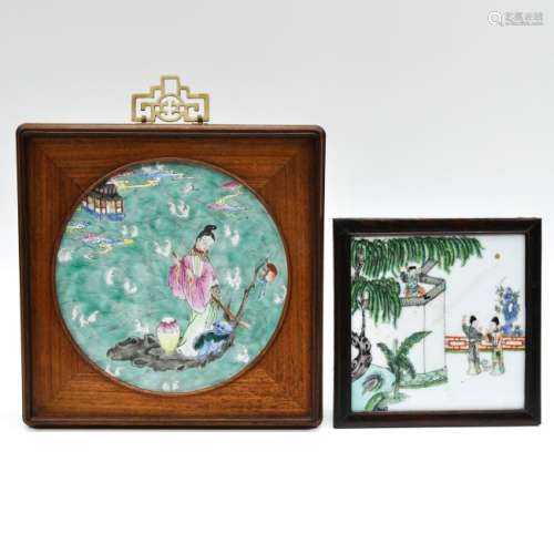 Two Framed Chinese Tiles