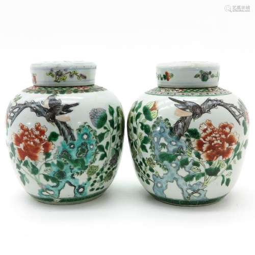 A Pair of Famille Verte Decor Ginger Jars