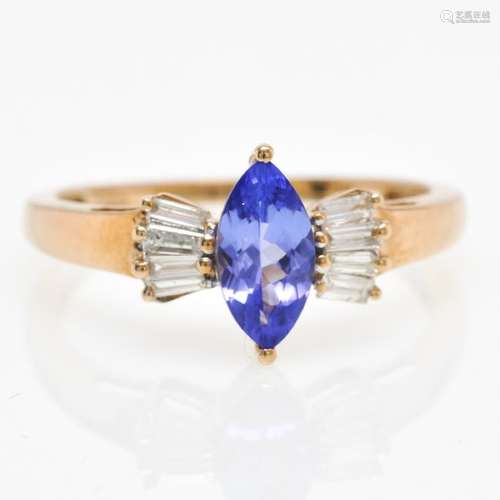 A 9KG Ladies Tanzanite and Diamond Ring