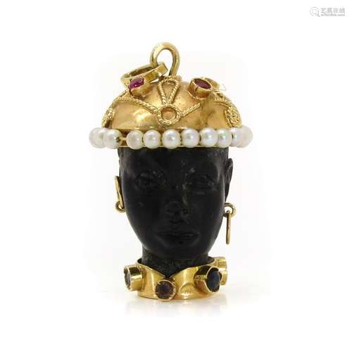 An 18KG Carletto Blackamoor Pendant Set with Gemstones