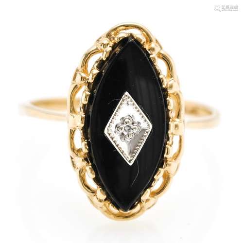 A 10KG Ladies Onyx and Diamond Ring