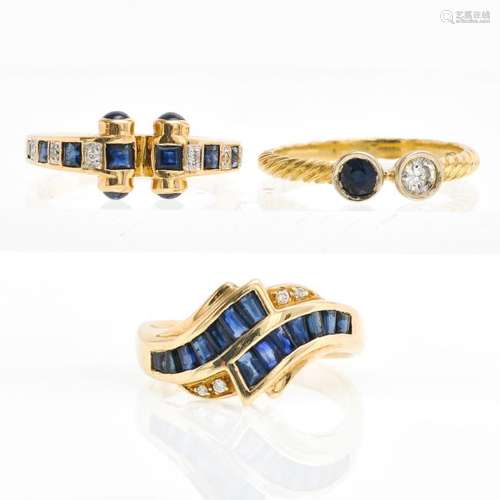 Three Ladies Sapphire and Diamonds Rings