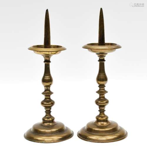 A Pair of 17th - 18th Century Candlesticks