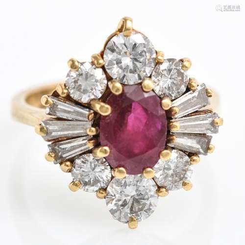 An 18KG Ladies Ruby and Diamond Ring