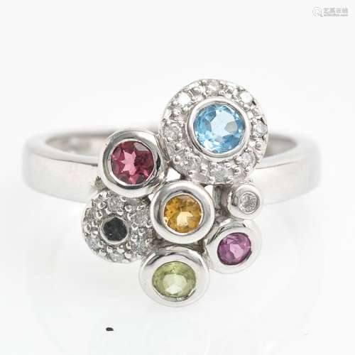 A 14KWG Ladies Gemstone Ring