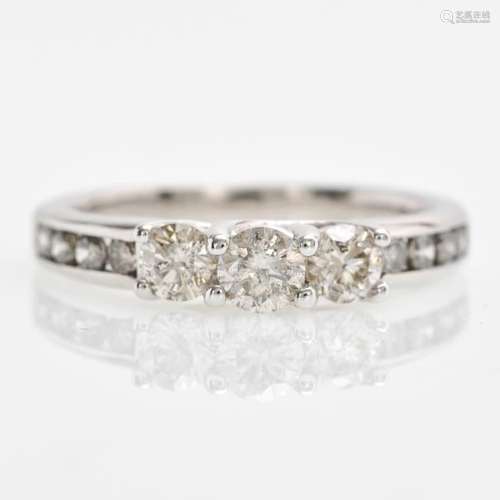 A 10KWG Ladies Diamond Ring Approximately 0.98 CTW