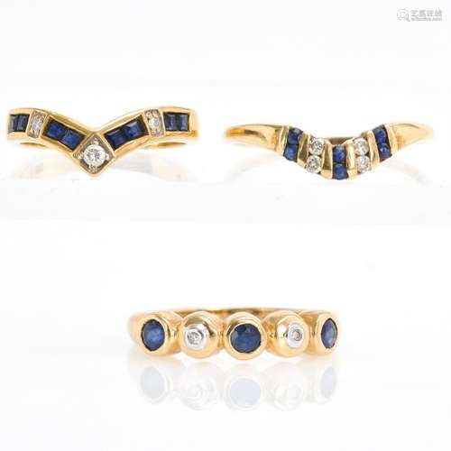 Three Ladies Diamond and Sapphire Rings