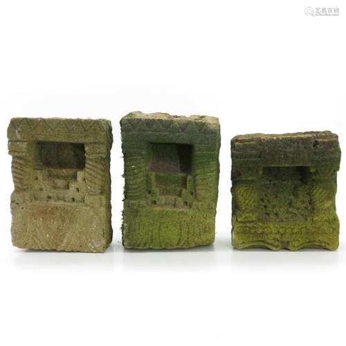 Three Hand Carved Hindu Altar Stones