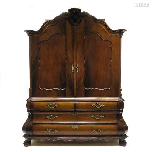 A 19th Century Mahogany Serpentine Cabinet