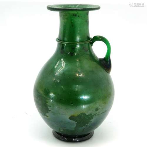 An 18th - 19th Century Green Persian Glass Bottle