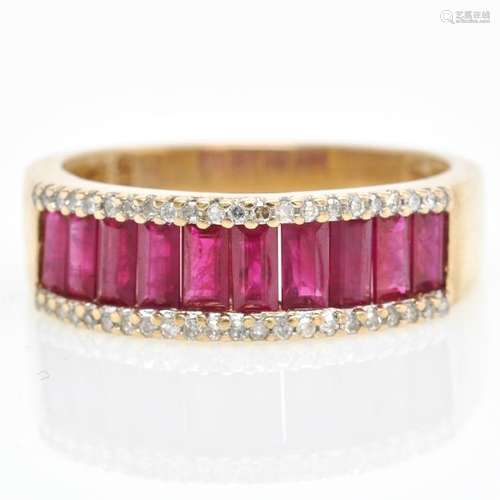 A 10KG Ladies Ruby and Diamond Band