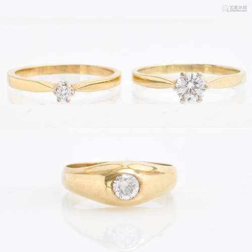 Three Ladies Gold and Diamond Rings