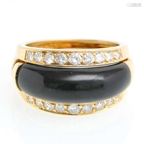 An 18KG Van Cleef & Arpels Onyx and Diamond Band