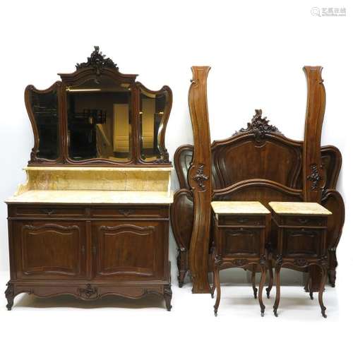 A 19th Century Mahogany Louis XV Style Bedroom Set