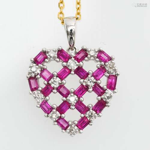 A Necklace with 9KG Diamond and Ruby Pendant