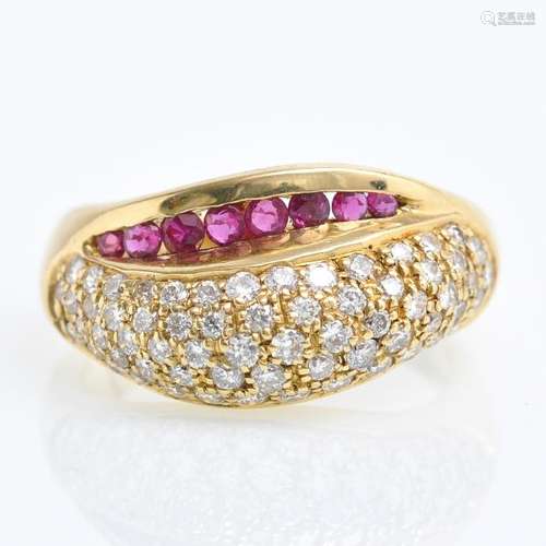 An 18KG Ladies Ruby and Diamond Ring