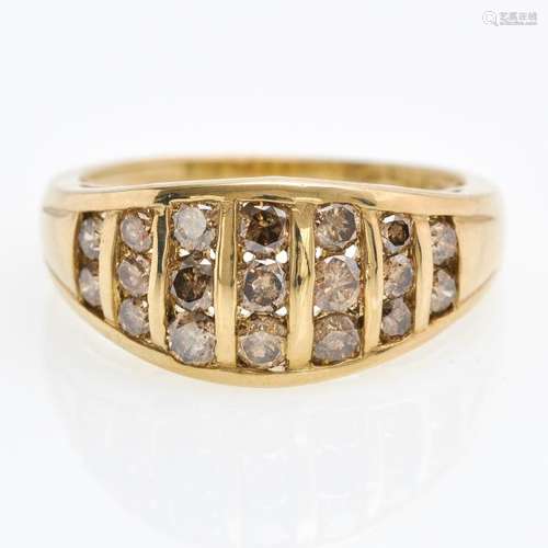 A 9KG Ladies Cognac Diamond Ring Approximately 1.29 CTW