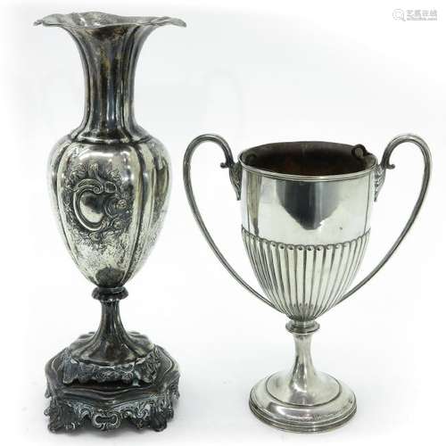 A Silver Loving Cup and Vase