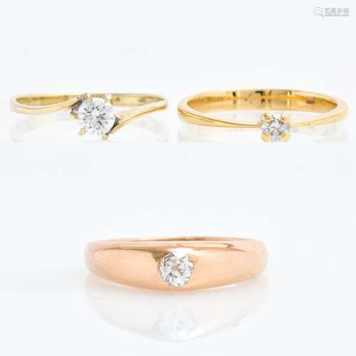 Three Gold Ladies Diamond Rings