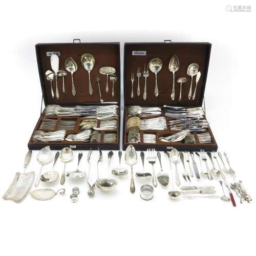 A Very Large Silver Cutlery Service in Box