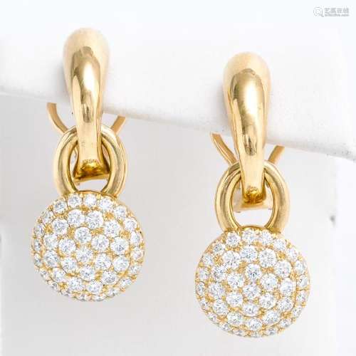 A Pair of 18KG Diamond Drop Earrings