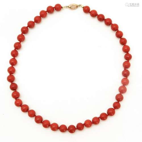 A Deep Color Red Coral Necklace