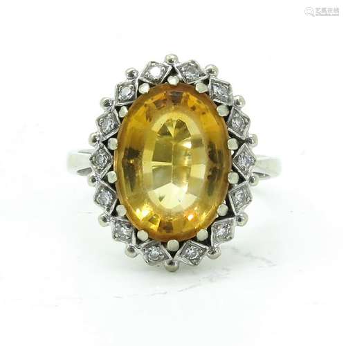 A Citrine and Diamond Ring