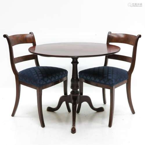 An English Queen Anne Style Table and Two Chairs