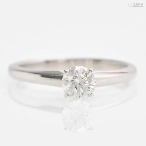 A 14KWG Solitaire Diamond Ring Approximately 0.50 Carat