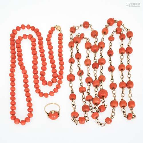 A Collection of Red Coral Jewelry