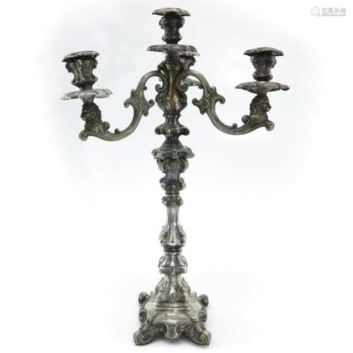 A Three Arm Silver Candleabra