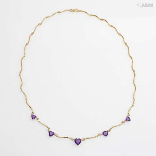 A 10KG Necklace Set with Heart Shaped Amethyst