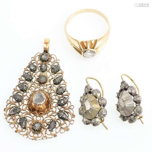 A Collection of Antique Diamond Jewelry