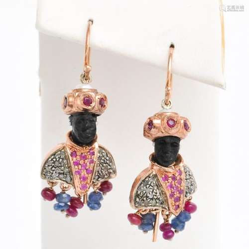 A Pair of 14KG Blackamoor Decor Earrings