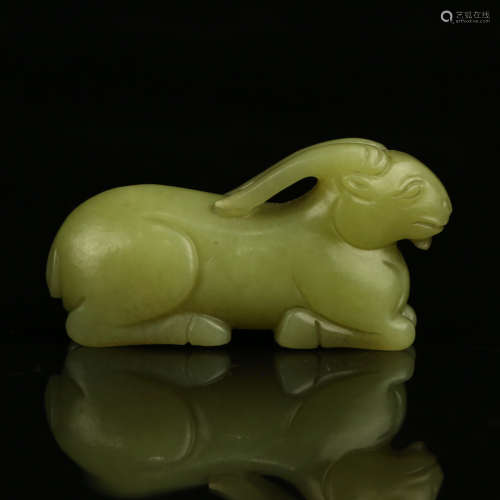 A Chinese Carved Jade Goat