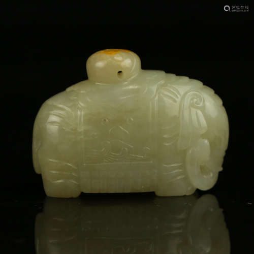 A Chinese Carved Jade Elephant