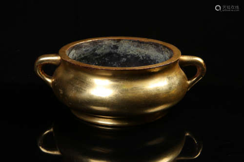 A Chinese Gilt Bronze Incense Burner