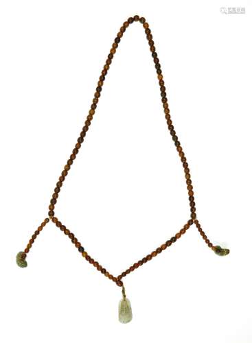 A Chinese rhinoceros horn necklace