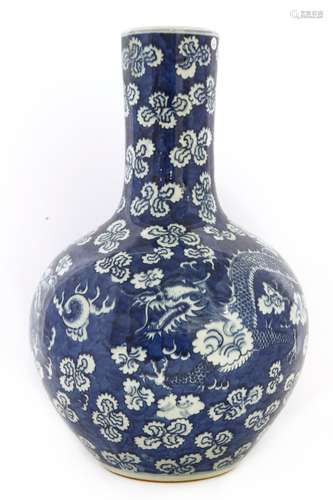 A Chinese blue and white vase