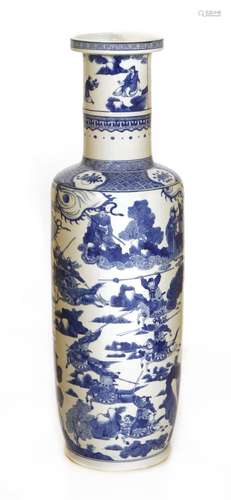 A Chinese blue and white rouleau vase