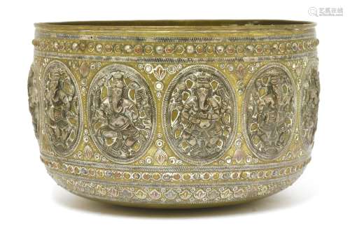 A large Burmese brass bowl