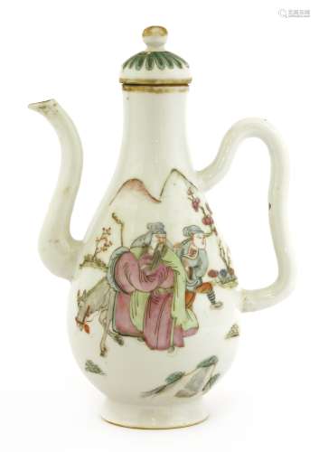 A Chinese famille rose ewer and cover