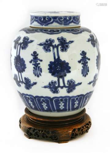 A Chinese blue and white jar and cover