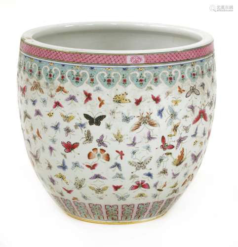 A Chinese famille rose fish bowl