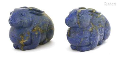 A pair of Chinese lapis lazuli boxes and covers