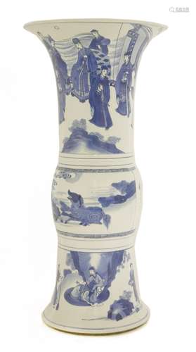 A Chinese blue and white gu vase