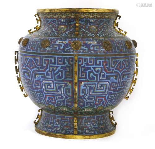 A Chinese cloisonné ritual wine vessel (lei)