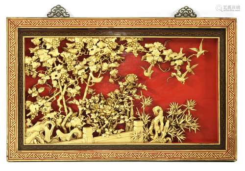 A Chinese wood hanging panel